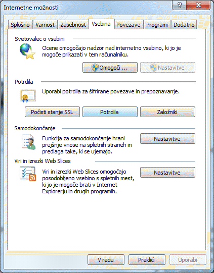 eDavki - Preverjanje digitalnega potrdila
